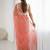 peach floral embroidered silk blend designer saree