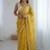 Yellow floral embroidered silk blend designer saree