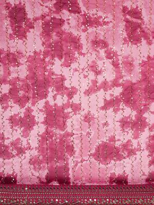 red red & white tie and dye sequinned saree 4