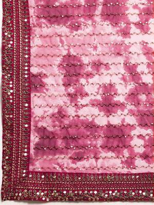 red red & white tie and dye sequinned saree 5