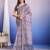 Purple floral sequinned organza saree