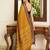 mustard ajrak block mirror work bandhani saree