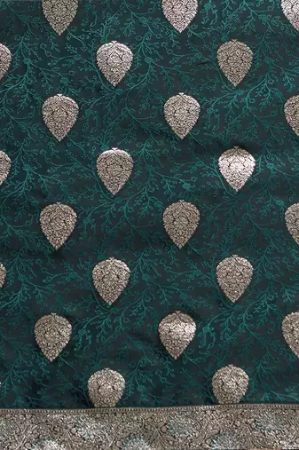 green ethnic motifs woven design satin banarasi saree