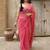 Pink embellished mirror work pure cotton saree