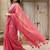 Pink embellished mirror work pure cotton saree