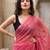 Pink embellished mirror work pure cotton saree