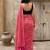Pink embellished mirror work pure cotton saree
