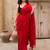 red embellished pure cotton saree