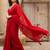 red embellished pure cotton saree