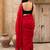 red embellished pure cotton saree