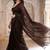 brown embellished beads and stones pure cotton dhoti saree