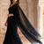 Black embellished pure cotton saree