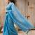 turquoise embellished pure cotton saree