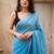 turquoise embellished pure cotton saree
