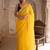 Yellow embellished mirror work pure cotton saree