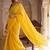 Yellow embellished mirror work pure cotton saree
