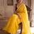 Yellow embellished mirror work pure cotton saree