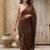 Brown zari pure cotton saree