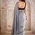 grey geometric woven design mirror work pure cotton saree