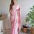 Pink pink & magenta floral embroidered silk blend saree
