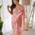 Pink pink & magenta floral embroidered silk blend saree