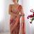 peach floral beads and stones pure chiffon designer saree