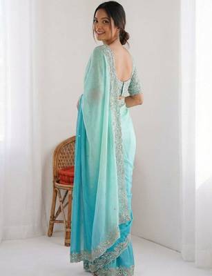multicolor ombre zari tissue heavy work saree 4