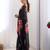 Black floral pure chiffon designer saree