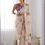 Cream floral mirror work poly georgette saree