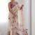 Cream floral mirror work poly georgette saree