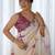 Cream floral mirror work poly georgette saree