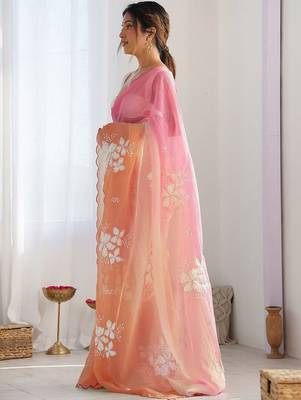 multicolor embellished embroidered poly chiffon saree 2