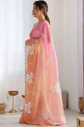 multicolor embellished embroidered poly chiffon saree