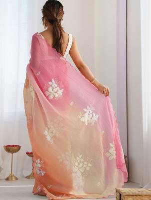 multicolor embellished embroidered poly chiffon saree 3