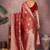 Maroon ethnic motifs woven design zari heavy work saree
