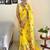 yellow floral embroidered saree