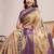 Beige ethnic motifs woven design sequinned kanjeevaram saree
