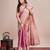 Pink ethnic motifs woven design sequinned kanjeevaram saree