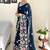 Teal floral embroidered saree