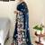 Teal floral embroidered saree