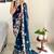 Teal floral embroidered saree
