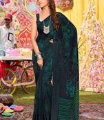 teal floral printed saree