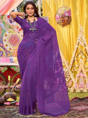 Purple floral printed saree 1