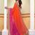 orange polka dot printed gotta patti pure georgette woven design ikat saree
