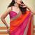 orange polka dot printed gotta patti pure georgette woven design ikat saree