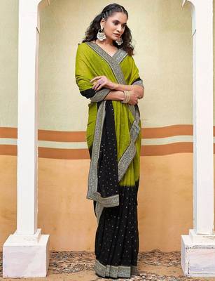 olive polka dot gotta patti pure georgette ikat saree 4