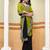 olive polka dot gotta patti pure georgette ikat saree