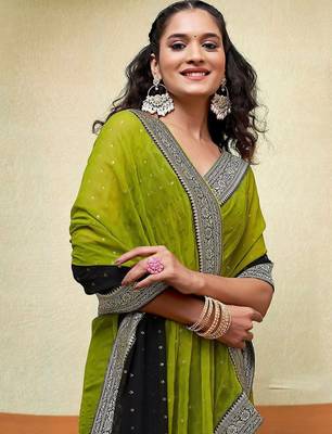 olive polka dot gotta patti pure georgette ikat saree 5