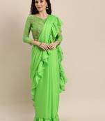 green sequinned  saree