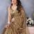 Olive floral embroidered jimmy choo satin saree